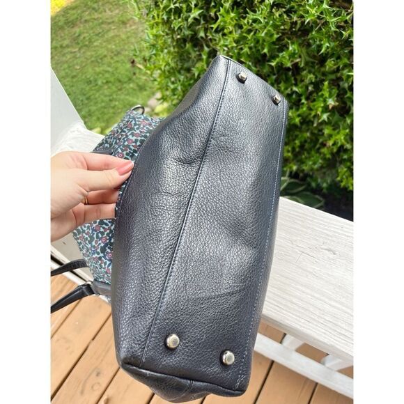 Coach Satchel in Ranch Floral Print Nylon and Navy Leather - Picture 6 of 6